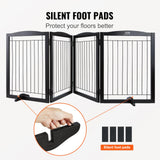 VEVOR Free Standing Dog Gate 32x96.5 inch Freestanding Pet Gate Foldable Brown