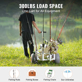 VEVOR Beach Fishing Cart, 136 kg Load Capacity, Fish and Marine Cart with Two 330 mm Big Wheels PU Balloon Tires for Sand, Heavy-Duty Aluminum Pier Wagon Trolley with 8 Rod Holders for Fishing, Picnic