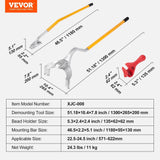 Darrahopens Tools > Tools Storage > Tool Cabinets VEVOR Tire Mount Demount Tool, 571- 622 mm Manual Steel Tire Changer Mount Demount Removal Tool, with Extra Bead Holder, Tubeless Truck Bead Breaker, 3 PCS Tire Changing Tools, Orange