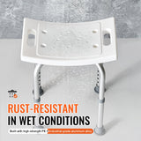 VEVOR Shower Chair, Adjustable Height Shower Stool with Built-in Handles, Shower Seat for Inside Shower or Tub, Non-Slip Bench Bathtub Stool Seat for Elderly Disabled Handicap, 158.8 kg Capacity