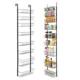 Over the Door Pantry Organizer, 9-Tier Pantry Organization and Storage, Heavy-Duty Steel Hanging Spice Rack, Adjustable Wall Seasoning Shelves, for Home Kitchen Laundry Room Bathroom, Black