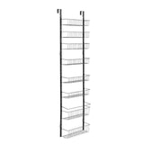 Over the Door Pantry Organizer, 9-Tier Pantry Organization and Storage, Heavy-Duty Steel Hanging Spice Rack, Adjustable Wall Seasoning Shelves, for Home Kitchen Laundry Room Bathroom, Black