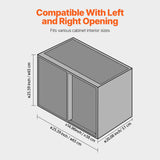 Min 15"W Opening Blind Corner Pull Out Organizer, 2 Tier 4 Shelf Kitchen Cabinet Organizer, Chrome Carbon Steel Storage Basket, Slide Out Storage Organizer, Left & Right Open Compatible