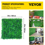 VEVOR Artificial Boxwood Panels, 6 PCS50.8x50.8cmBoxwood Hedge Wall Panels, PE Artificial Grass Backdrop Wall 4 cm, Privacy Hedge Screen for Decoration of Outdoor, Indoor, Garden, Fence, and Backyard