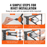 VEVOR Rivet Nut Tool, 16” Rivnut Tool Kit with 13PCS Metric and SAE Mandrels, 186PCS Rivet Nuts, M3, M4, 10-24, M5, M6, 1/4-20, 8-32, 5/16-18, M8, 3/8-16, M10, M12, 1/2-13, Semi-auto Retraction