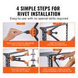 VEVOR Rivet Nut Tool, 16” Rivnut Tool Kit with 13PCS Metric and SAE Mandrels, 186PCS Rivet Nuts, M3, M4, 10-24, M5, M6, 1/4-20, 8-32, 5/16-18, M8, 3/8-16, M10, M12, 1/2-13, With Carrying Case