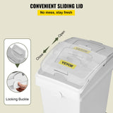 VEVOR Ingredient Bin, 5.2 Gallon / 20 L Capacity Ingredient Storage Bin, 3 Pcs/Set, PP Material Flour Bins On Wheels, White Shelf Ingredient Bin with Scoop and Sliding Lid, Commercial Storage Bins