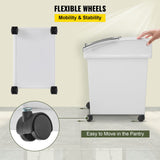 VEVOR Ingredient Bin, 5.2 Gallon / 20 L Capacity Ingredient Storage Bin, 3 Pcs/Set, PP Material Flour Bins On Wheels, White Shelf Ingredient Bin with Scoop and Sliding Lid, Commercial Storage Bins