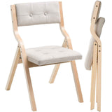 Wooden Folding Chairs with Cushion, Set of 2, Portable Foldable Cushion Chair with Wooden Frame, Modern Padded Dining Chair for Kitchen, Office, Wedding, Party, Dining Room, Easy Assembly, Beige