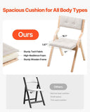 Wooden Folding Chairs with Cushion, Set of 2, Portable Foldable Cushion Chair with Wooden Frame, Modern Padded Dining Chair for Kitchen, Office, Wedding, Party, Dining Room, Easy Assembly, Beige