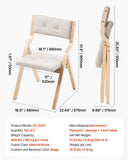 Wooden Folding Chairs with Cushion, Set of 2, Portable Foldable Cushion Chair with Wooden Frame, Modern Padded Dining Chair for Kitchen, Office, Wedding, Party, Dining Room, Easy Assembly, Beige