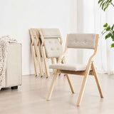 Wooden Folding Chairs with Cushion, Set of 2, Portable Foldable Cushion Chair with Wooden Frame, Modern Padded Dining Chair for Kitchen, Office, Wedding, Party, Dining Room, Easy Assembly, Beige