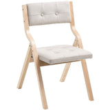 Wooden Folding Chairs with Cushion, Set of 2, Portable Foldable Cushion Chair with Wooden Frame, Modern Padded Dining Chair for Kitchen, Office, Wedding, Party, Dining Room, Easy Assembly, Beige