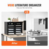 VEVOR Wood Literature Organizer Adjustable File Sorter 12 Compartments Black