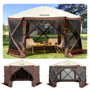 VEVOR Pop-up Camping Gazebo Camping Canopy Shelter 6 Sided 10' x 10' Sun Shade