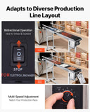 Belt Conveyor, 1498.6 x 198.1 mm Conveyor Table Heavy Duty Stainless Steel Motorized Belt Conveyor for Inkjet Coding Applications Powered PVC Belt Anti-Static Adjustable Speed (Double Guardrail)