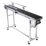 Belt Conveyor, 1498.6 x 198.1 mm Conveyor Table Heavy Duty Stainless Steel Motorized Belt Conveyor for Inkjet Coding Applications Powered PVC Belt Anti-Static Adjustable Speed (Double Guardrail)