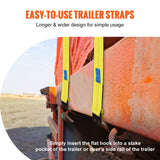 VEVOR Winch Straps, 10.2 cm x 9.1 m, 2.7T Load Capacity, 8.2T Break Strength, Truck Straps with Flat Hook, Flatbed Tie Downs Cargo Control for Trailers, Farms, Rescues, Tree Saver, Yellow (10 Pack)