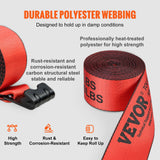 VEVOR Winch Straps, 10.2 cm x 9.1 m, 2.7T Load Capacity, 8.2T Breaking Strength, Truck Straps with Flat Hook, Flatbed Tie Downs Cargo Control for Trailers, Farms, Rescues, Tree Saver, Red (10 Pack)