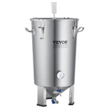 VEVOR 304 Stainless Steel Kettle, 8 GALLON Beer Brew Fermentor, Brew Bucket Fermentor for Brewing, Home Brewing Supplies with Base, Kettle Stock Pot Includes Lid, Handle, Valve, Spigot, Thermometer
