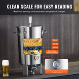 VEVOR 304 Stainless Steel Kettle, 8 GALLON Beer Brew Fermentor, Brew Bucket Fermentor for Brewing, Home Brewing Supplies with Base, Kettle Stock Pot Includes Lid, Handle, Valve, Spigot, Thermometer