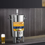 VEVOR 304 Stainless Steel Kettle, 8 GALLON Beer Brew Fermentor, Brew Bucket Fermentor for Brewing, Home Brewing Supplies with Base, Kettle Stock Pot Includes Lid, Handle, Valve, Spigot, Thermometer