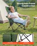 Reclining Camping Chair, 4 Adjustable Positions, Portable Folding Lounger for Adults, Mesh Beach Chair with Headrest & Foot Rest, Supports 220 lbs, Heavy Duty Camp Chairs for Patio, Green