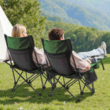 Reclining Camping Chair, 4 Adjustable Positions, Portable Folding Lounger for Adults, Mesh Beach Chair with Headrest & Foot Rest, Supports 220 lbs, Heavy Duty Camp Chairs for Patio, Green