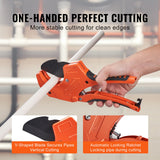VEVOR PVC Pipe Cutter, 0-2-1/2" O.D. Ratcheting PVC Pipe Cutter, Heavy Duty Tube Cutting Tool with Spare SK5 Blade for PVC, CPVC, PP-R, PEX, PE, Rubber Hoses