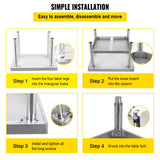 VEVOR Stainless Steel Equipment Grill Stand, 152x76x61 cm Stainless Table, Grill Stand Table with Adjustable Storage Undershelf, Equipment Stand Grill Table for Hotel, Home, Restaurant Kitchen