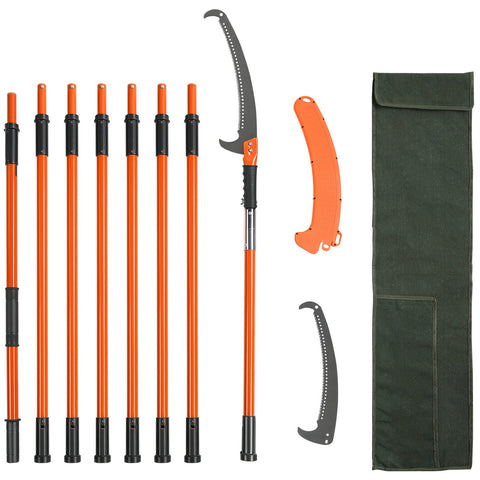 VEVOR Manual Pole Saw, 2.24 m-8.24 m Extendable Tree Pruner, Sharp Steel Blade High Branches Trimming, Manual Branch Trimmer with Lightweight 8 Fiberglass Handles, for Pruning Palms and Shrubs
