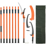 VEVOR Manual Pole Saw, 2.24 m-8.24 m Extendable Tree Pruner, Sharp Steel Blade and Scissors High Branches Trimming, Branch Trimmer with Lightweight 8 Fiberglass Handles, for Pruning Palms and Shrubs
