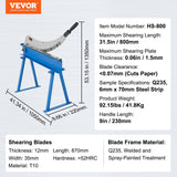 VEVOR 800mm Manual Hand Plate Shear for Metal Sheet Processing, Benchtop Cutter with Q235 Material, for Crafts Thick Steel Crafting, Heavy Duty Roll Press Machine for Builders, DIY Enthusiasts