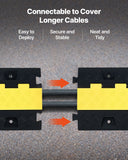 Cable Protector Ramp, 9,979 kg/axle Capacity, 2 Channel Heavy Duty TPU Cord Hose Wire Cover, 31 x 28 mm Channel, Traffic Speed Bump with Flip-Open Top Cover, for Indoor & Outdoor Use, 3 Pack