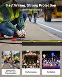 Cable Protector Ramp, 9,979 kg/axle Capacity, 2 Channel Heavy Duty Rubber Cord Hose Wire Cover, 55 x 50 mm Channel, Traffic Speed Bump with Flip-Open Top Cover, for Indoor Outdoor Use, 1 Pack