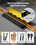 Cable Protector Ramp, 9,979 kg/axle Capacity, 2 Channel Heavy Duty Rubber Cord Hose Wire Cover, 55 x 50 mm Channel, Traffic Speed Bump with Flip-Open Top Cover, for Indoor Outdoor Use, 1 Pack