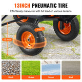 VEVOR Dump Cart, Poly Garden Dump Cart with Easy to Assemble Steel Frame, Dump Wagon with 2-in-1 Convertible Handle, Utility Wheelbarrow  544kg/ 1200lbs Capacity, 33cm/ 13 inch Tires