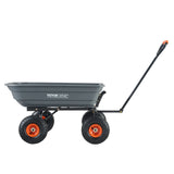 VEVOR Dump Cart, Poly Garden Dump Cart with Easy to Assemble Steel Frame, Dump Wagon with 2-in-1 Convertible Handle, Utility Wheelbarrow 272kg/ 600lbs Capacity, 25.5cm/ 10 inch Tires