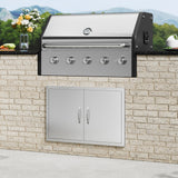 VEVOR BBQ Access Door, 838x558 mm Double Outdoor Kitchen Door, Stainless Steel Flush Mount Door, Wall Vertical Door with Handles, for BBQ Island, Grilling Station, Outside Cabinet