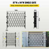 VEVOR Single Folding Security Gate, 85" H x 95" W Folding Door Gate, Steel Accordion Security Gate, Flexible Expanding Security Gate, Rolling Barricade Gate, Scissor Gate/Door with Padlock