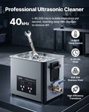 10L Ultrasonic Cleaner, Professional Ultrasonic Cleaner Machine with Cleaning Basket & Digital Display, 180W Stainless Steel 40kHz Cleaning Machine for Watches, Razors, Jewelry, Coins, and More