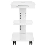 VEVOR Trolley Cart Dental Lab Mobile Rolling Serving Cart 3 Layers with Socket