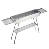 Foldable Charcoal Grill, 0.16 m² Portable Charcoal Barbecue Grill with Liftable Charcoal Tray & Side Tables, Brushed Stainless Steel BBQ Cooking Grills for Outdoor Camping Backyard Parties