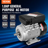 VEVOR 2.2KW Electric Motor 2800 rpm, AC 220~240V 13.8A, 90L, B3 Frame, Air Compressor Motor Single Phase, 24mm Keyed Shaft, CW/CCW Rotation for Agricultural Machinery and General Equipment