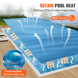 VEVOR Solar Pool Cover, 28 x 14 ft Rectangle Solar Blanket for Pools, Inground Above Ground Swimming Pool Solar Cover, 16 mil Solar Covers Blue