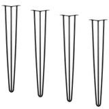 VEVOR Hairpin Table Legs 0.7M, Set of 4 Desk Legs 408.2KG Load Capacity, Hairpin Desk Legs 3 Rods for Desk Chairs Bench Dining End Table, Solid Carbon Steel Heavy Duty Furniture Legs Black