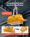VEVOR Permanent Magnetic Lifter, 1000 kg Pulling Capacity, Heavy Duty N42 Neodymium Lifting Magnet with Release Handle and Steel Hook, Used in Shop Crane and Hoist, for Lifting Plate Steel, Board