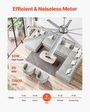 213 cm Ceiling Fan No Light, 6-Speed Remote Control, Aluminum 8-Blade, Reversible DC Motor, Modern Low Profile Flush Mount Fan for Bedroom, Living Room, Patio, Indoor/Outdoor, Brushed Nickel In Australia - Darrahopens
