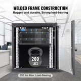 VEVOR Wall Mount Network Server Cabinet, 393.7 mm Deep, Server Rack Cabinet Enclosure, 90.72 kg Max. Ground-mounted Load Capacity, with Locking Glass Door Side Panels, for IT Equipment, A/V Devices