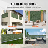 VEVOR Ivy Privacy Fence, 2440 x 1830 mm Artificial Green Wall Screen, Greenery Ivy Fence with Strengthened Joint, Faux Hedges Vine Leaf Decoration for Outdoor Garden, Yard, Balcony, Patio Decor